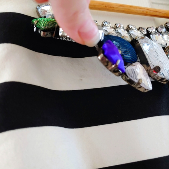 Reposh - English Rose Striped Jeweled Neck Dress sz S - Picture 10 of 11